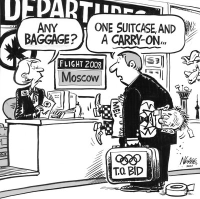 Steve Nease Editorial Cartoons: Any Baggage? (Toronto's Olympic Bid)