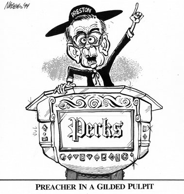 Steve Nease Editorial Cartoons: Preacher in a Gilded Pulpit