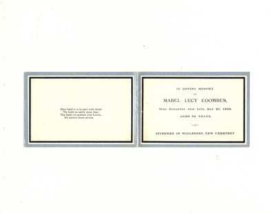 Funeral card for Mabel Lucy Coombes