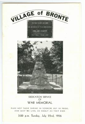 Village of Bronte: Dedication Service of War Memorial