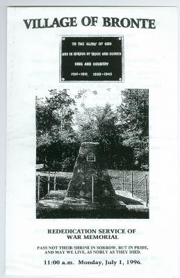 Village of Bronte: Rededication Service of War Memorial