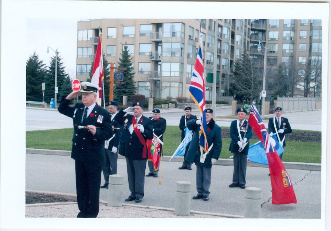 First from left: Parade Marshall Mike Vencel, Bronte Legion Remembrance Day Service c. 2000-2001