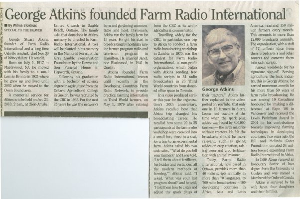 George Atkins founded Farm Radio International