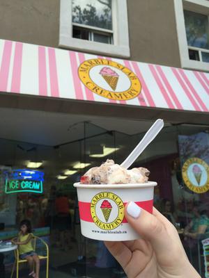 Marble Slab in front of the Store