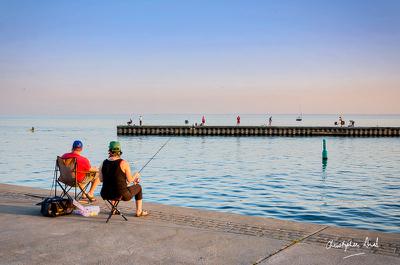Fishing off the East Pier at Bronte Harbour