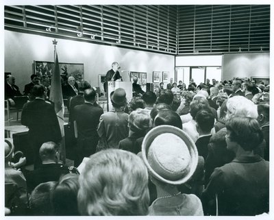 Speaker and Crowd at the Opening of the Oakville Centennial Centre