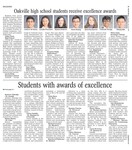 Oakville high school students receive excellence awards