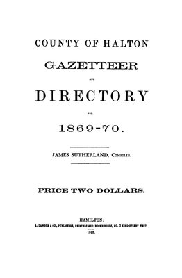 County of Halton Gazetteer and Directory for 1869-70