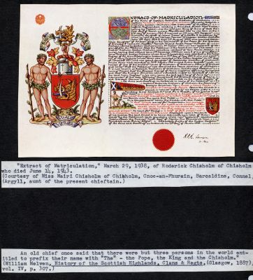 &quot;Extract of Matriculation&quot; of Roderick Chisholm of Chisholm