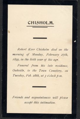 Death notice of Robert Kerr Chisholm