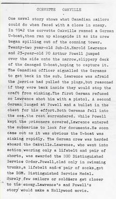 Corvette Oakville, story of the U-94 encounter