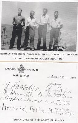 German prisoners from U-94 sunk by HMCS Oakville August 1942