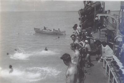 HMCS Oakville swim party in Bermuda