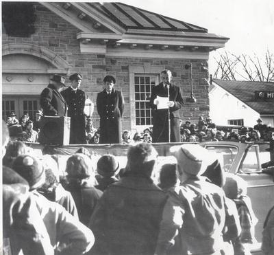 Lt. Hal Lawrence and P.O. Arthur Powell on publicity tour in Oakville