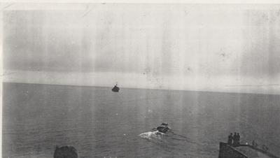 Launch going out to HMCS Oakville on Christening Day, November 5, 1941