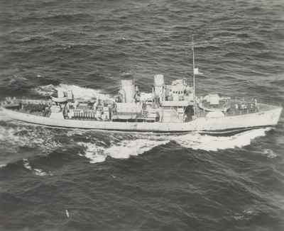 HMCS Oakville in the Caribbean after 1942, aerial view