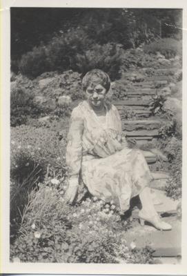 Emelda Beeler Chisholm on the grounds of Erchless Estate