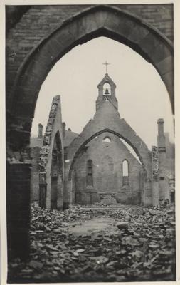 A severely dilapidated church