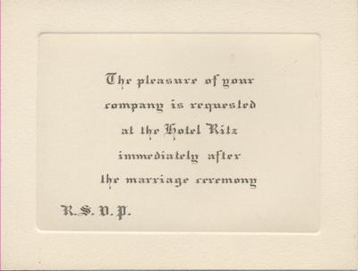 A card found within the wedding invitation