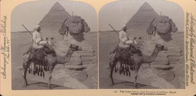 The Great Sphinx and Pyramid of Chefren, Egypt.