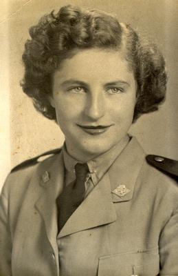 Elizabeth Irene Thomson (Shields). Private with the Canadian Women Army Corps, 1945-1946.
