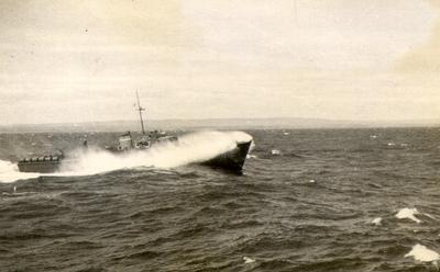 Fairmile in rough sea.