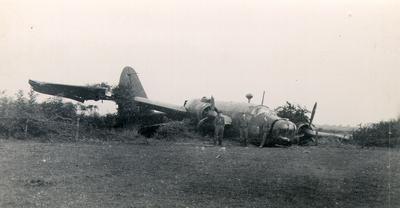 Wellington aircraft crashed during training of air force personnel at Honeybourne, England, during the Second World War.