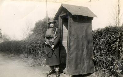 James Beattie on guard duty, Second World War.