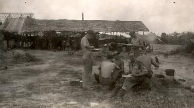 The officers' mess in Pegu, Burma, in 1944.