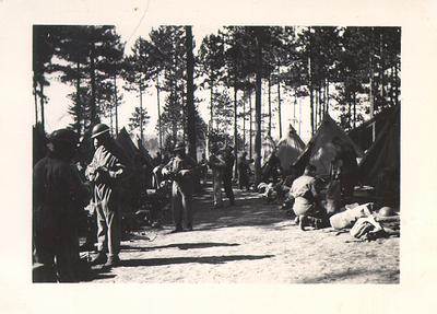 Canadian soldiers in camp during advanced training before going overseas, Petawawa, Ontario, c. 1943.