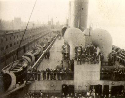 Troops being transported on the Duchess of York from Canada to Europe during the Second World War.