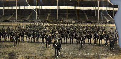 4th Battalion Canadian Mounted Rifles at the CNE grounds in Toronto. The photo was taken before the unit was sent overseas with the Canadian Expeditionary Force.
