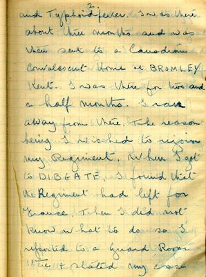 Page dated 1 November 1916, from the Army Book 152-Correspondence Book (Field Service) belonging to Kenneth Dean Marlatt: Summary of evidence of C.A. Brooks, page 2.