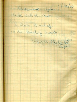 Page dated 1 December 1916 from the Army Book 152-Correspondence Book (Field Service) belonging to Kenneth Dean Marlatt