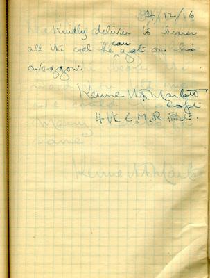 Page dated 4 December 1916 from the Army Book 152-Correspondence Book (Field Service) belonging to Kenneth Dean Marlatt