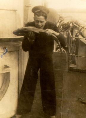 Geoffrey Smith with fish, Newfoundland