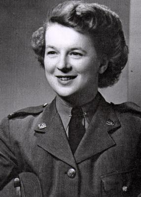 Joy (Dunham) Smith. Corporal Dunham later became Sergeant Smith after her marriage in 1944 to Geoffrey Smith in Halifax. She served with the Canadian Women's Army Corps in Quebec and Newfoundland.
