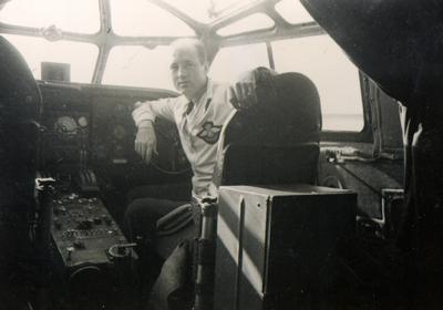 Not all servicemen went overseas to fight. Many remained in Canada performing important tasks needed to win the war. Jack Wyndham was posted to Boucherville, QC as a radio navigator for the RAF Ferry Command. He is shown inside a flying boat in 1942.