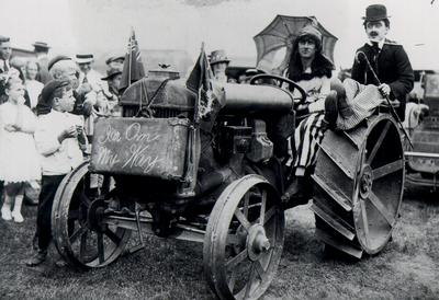 Victory Celebration Parade: Decorated tractor