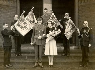 Wedding of Zouch and Peggy (formerly Crerar) Palmer, January 6, 1940, in Aldershot, England.