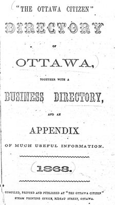 Directory of Ottawa ... 1863