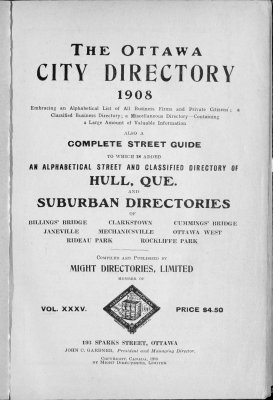 1908 Ottawa City Directory