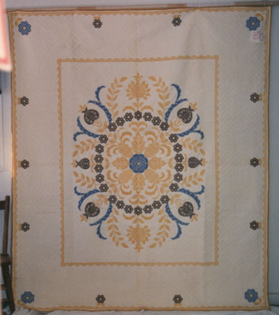 Cross-Stitched Pineapple Quilt pre-1963