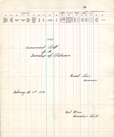 1932 Assessment Roll for the Township of Petawawa