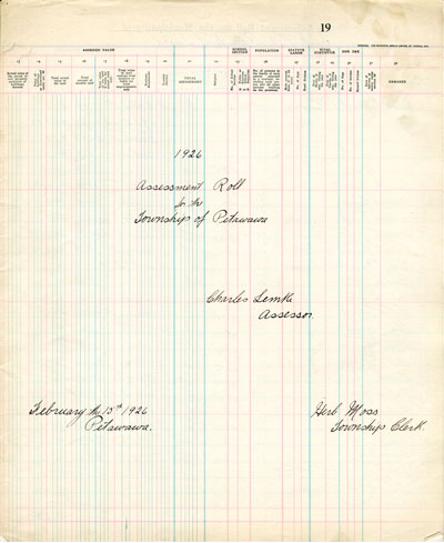 1926 Assessment Roll for the Township of Petawawa