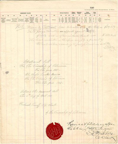 1905 Assessment Roll for the Township of Petawawa