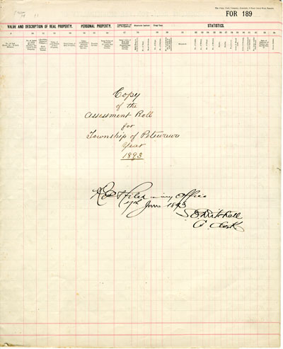 1893 Assessment Roll for the Township of Petawawa