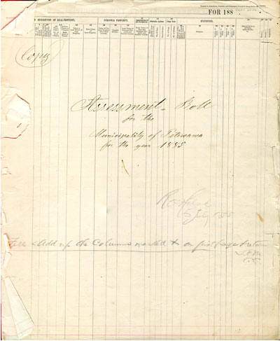 1885 Assessment Roll for the Township of Petawawa