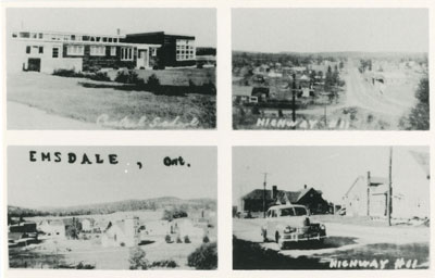 Postcard of Central School, Highway #11, Emsdale, ON
