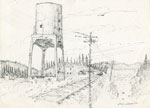 Pencil Sketch of Coal Chute Beside Railroad Tracks, 1978